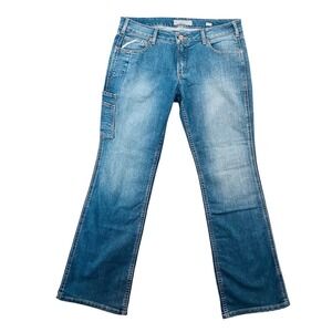 Ariat Rebar Womens Mid Rise Bootcut Jeans MED Wash Blue Utility Pocket 32R NWOT